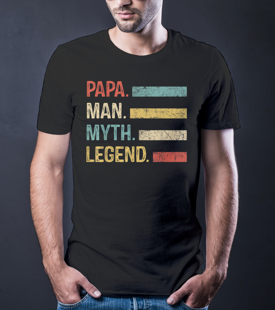 Papa Man Myth Legend Vintage Mens Dad Father T-Shirt
