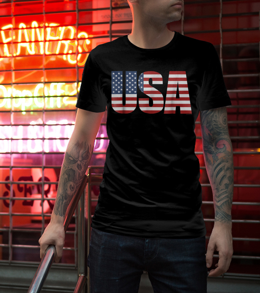 USA American Flag Patriotic Men T-Shirt