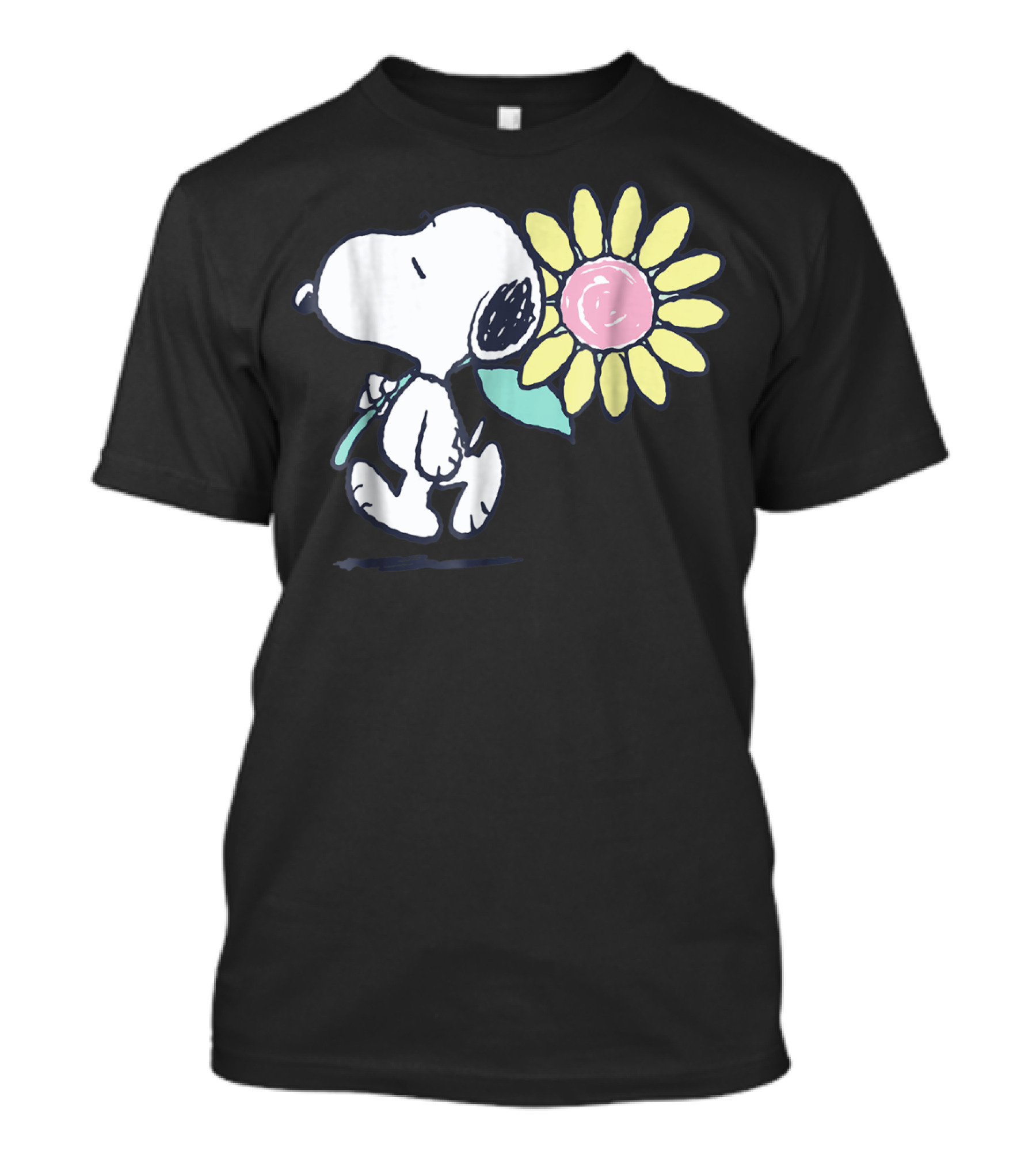 Peanuts Snoopy Walking With Pink Daisy Flower T-Shirt
