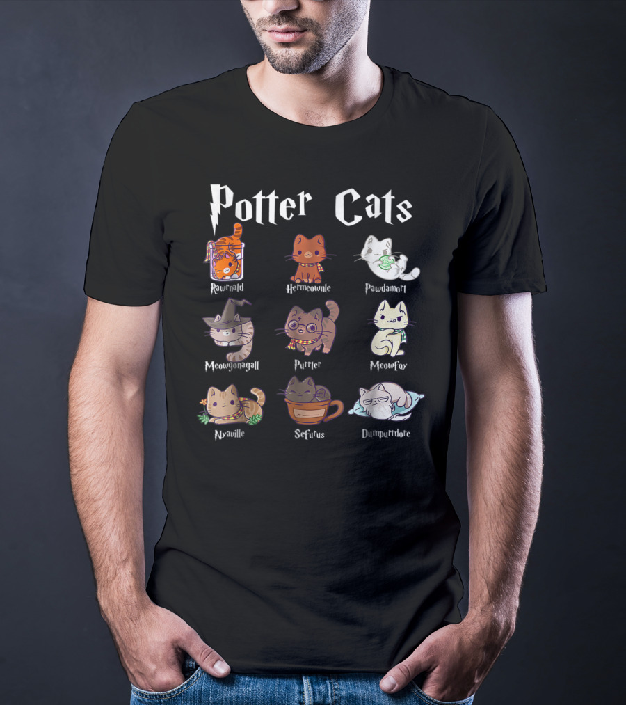 Potter Cats Pawter Kitten Purrfect Meowgonagall Hermiaownle Dumblepurr Pawdamort T-Shirt