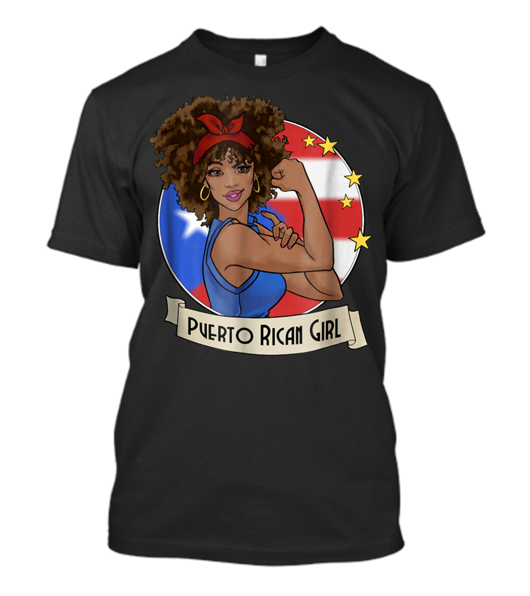 Puerto Rican Girl Strong Pride With Puerto Rico Flag And Stars T-Shirt