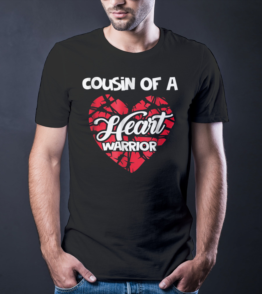 Cousin Of A Heart Warrior Red Ribbon Heart Support T-Shirt