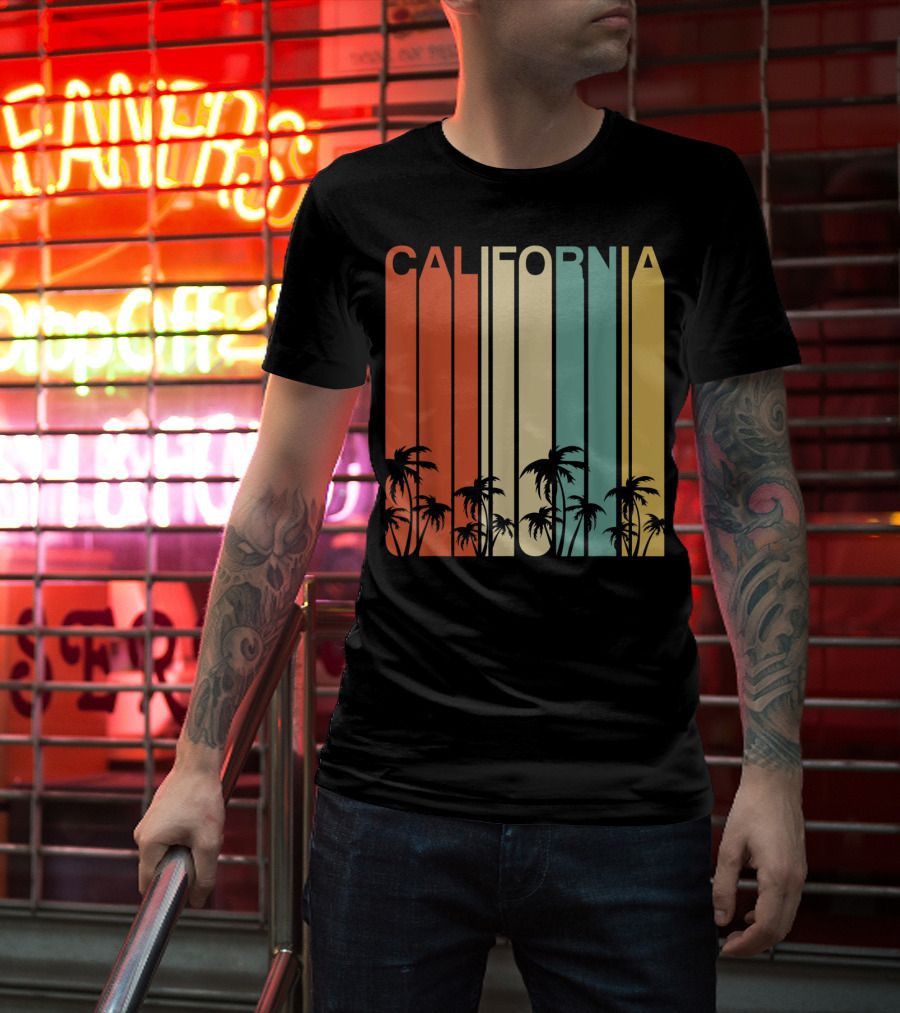 California Retro Surf Vintage 80s Beach Palms T-Shirt