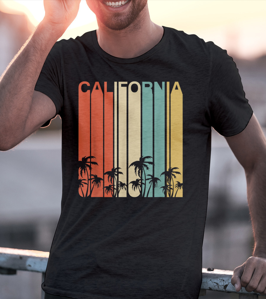 California Retro Surf Vintage 80s Beach Palms T-Shirt