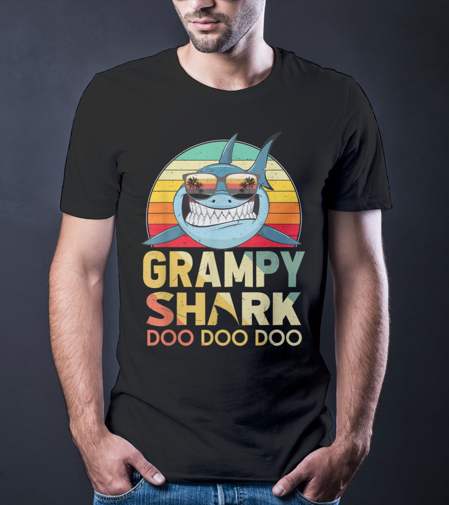 Grampy Shark Doo Doo Doo Retro Vintage T-Shirt