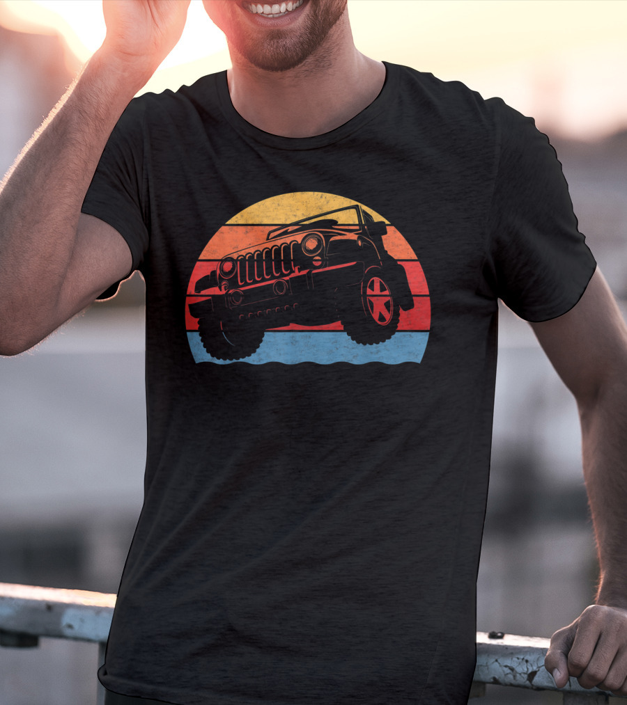 Retro Vintage Jeeps Great 4x4 70s Sunset Stripes T-Shirt