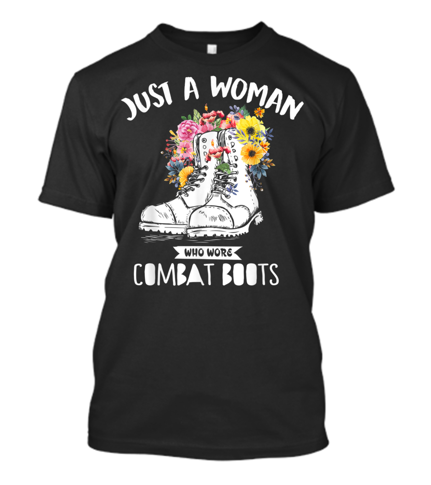 Just A Woman Who Wore Combat Boots Retro Vintage T-Shirt