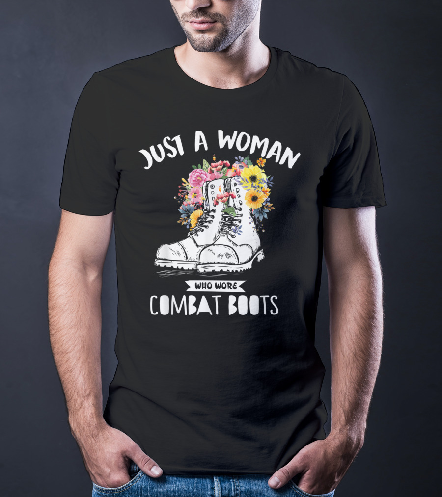Just A Woman Who Wore Combat Boots Retro Vintage T-Shirt