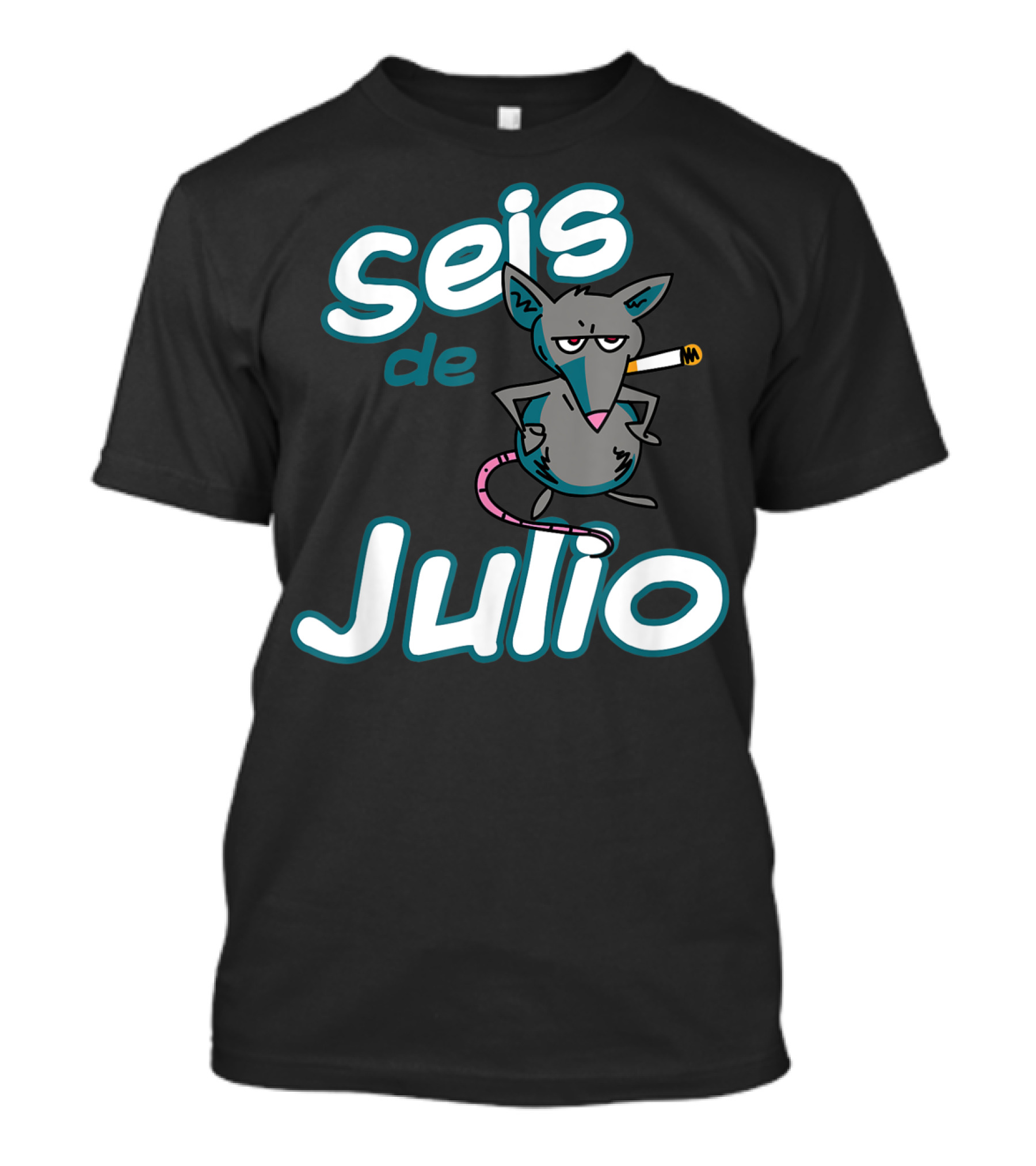 Seis De Julio Smoking Rat Character T-Shirt