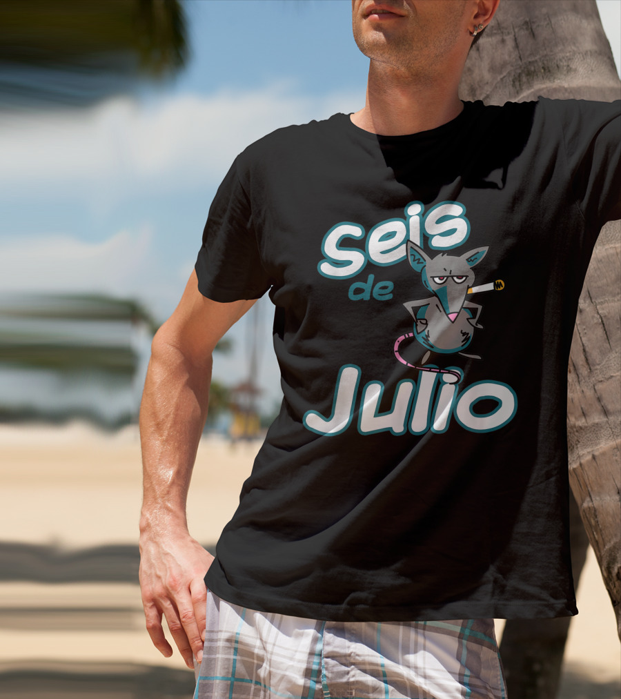 Seis De Julio Smoking Rat Character T-Shirt