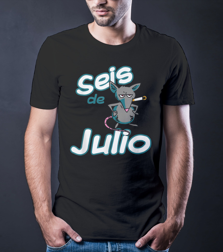Seis De Julio Smoking Rat Character T-Shirt