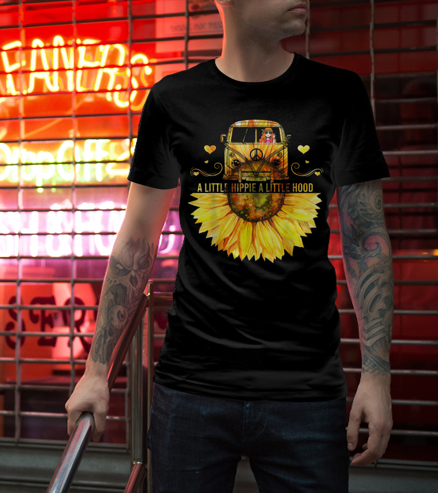 A Little Hippie A Little Hood Sunflower Bus Retro Vibes T-Shirt