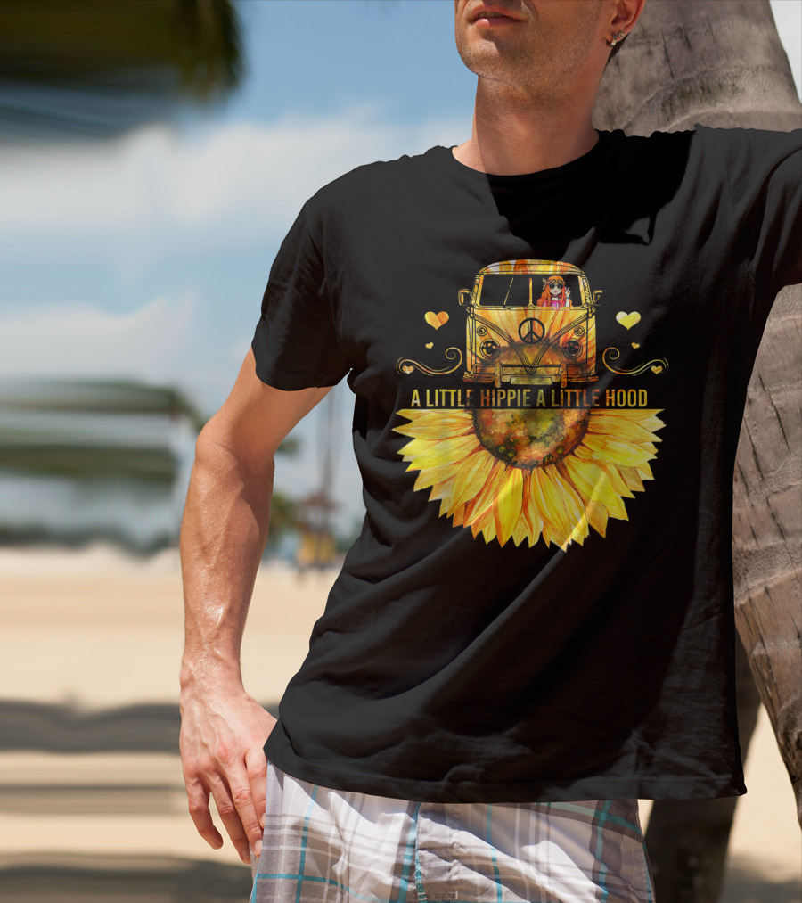 A Little Hippie A Little Hood Sunflower Bus Retro Vibes T-Shirt