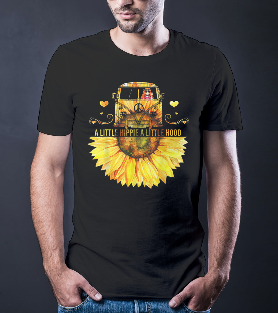 A Little Hippie A Little Hood Sunflower Bus Retro Vibes T-Shirt