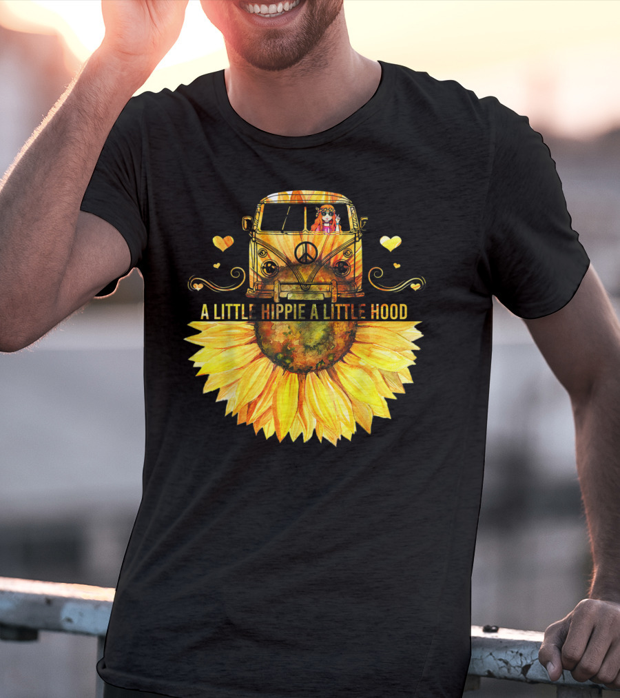 A Little Hippie A Little Hood Sunflower Bus Retro Vibes T-Shirt
