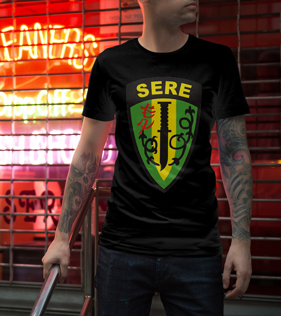 SERE Survival Evasion Resistance And Escape Military Patch With Dagger Emblem T-Shirt
