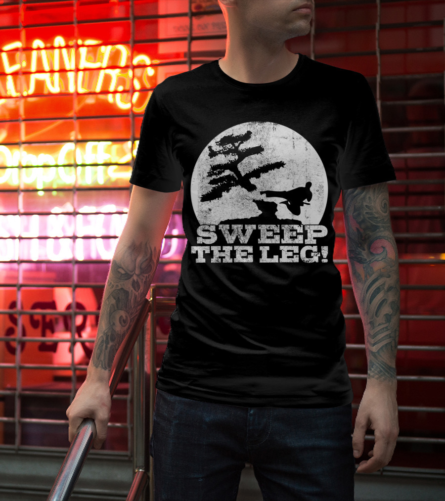 Sweep The Leg Karate Silhouette Bonsai Moon T-Shirt