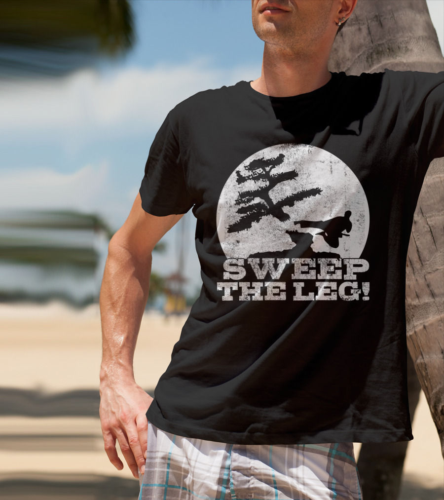 Sweep The Leg Karate Silhouette Bonsai Moon T-Shirt