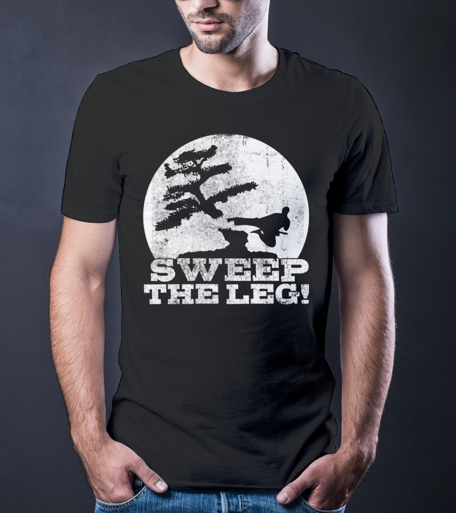 Sweep The Leg Karate Silhouette Bonsai Moon T-Shirt
