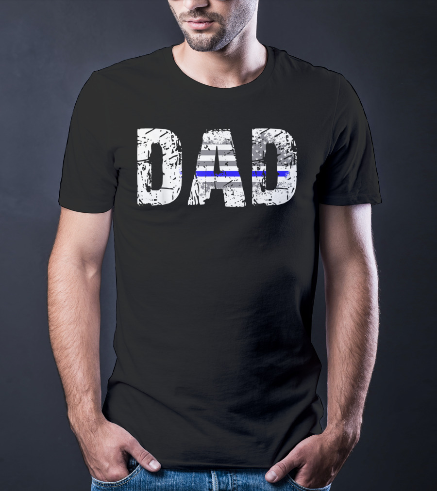 Thin Blue Line Flag Dad Police Father T-Shirt