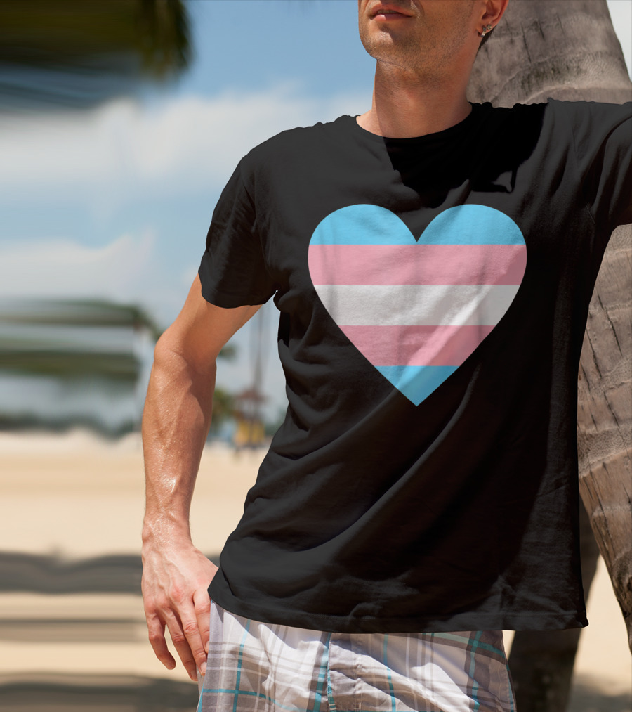 Transgender Flag Heart For Pride T-Shirt