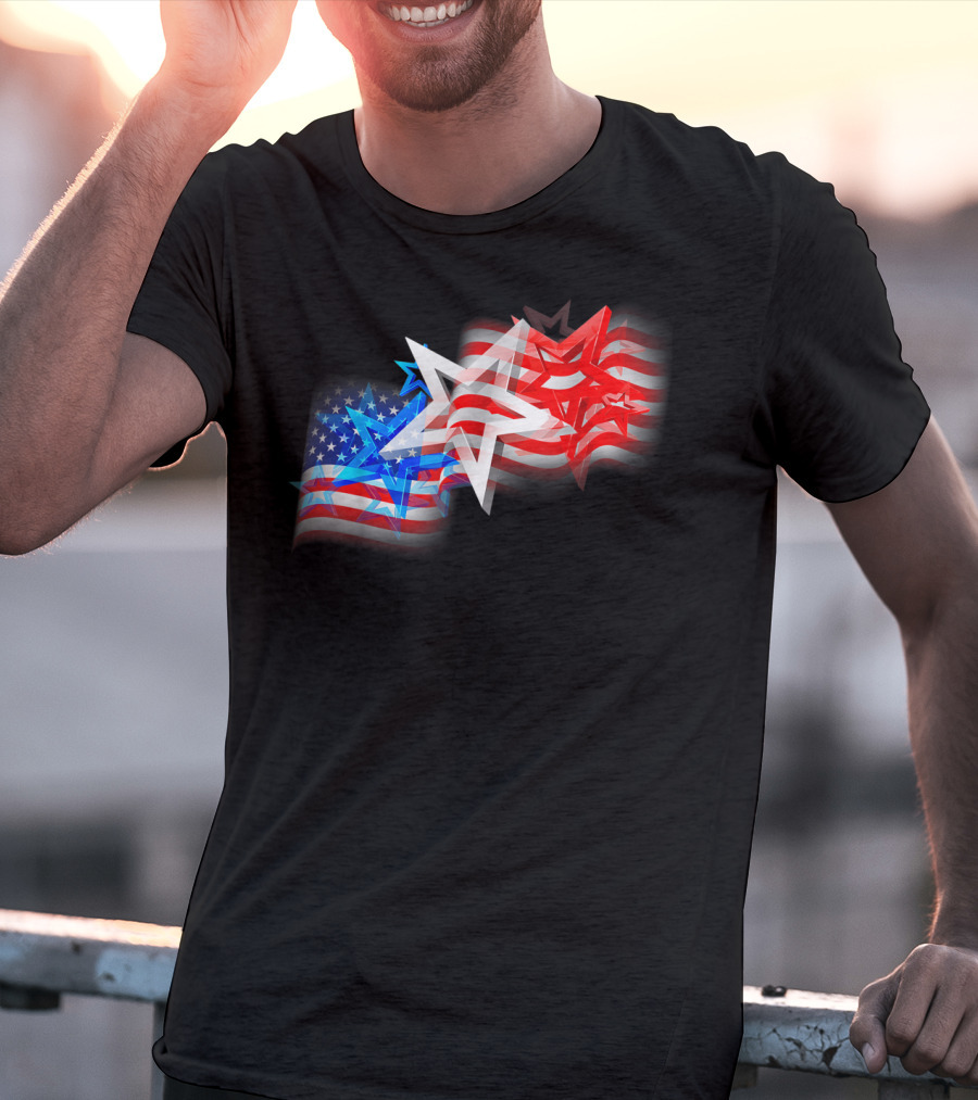US Flag Patriotic American Stars And Stripes Iconic T-Shirt