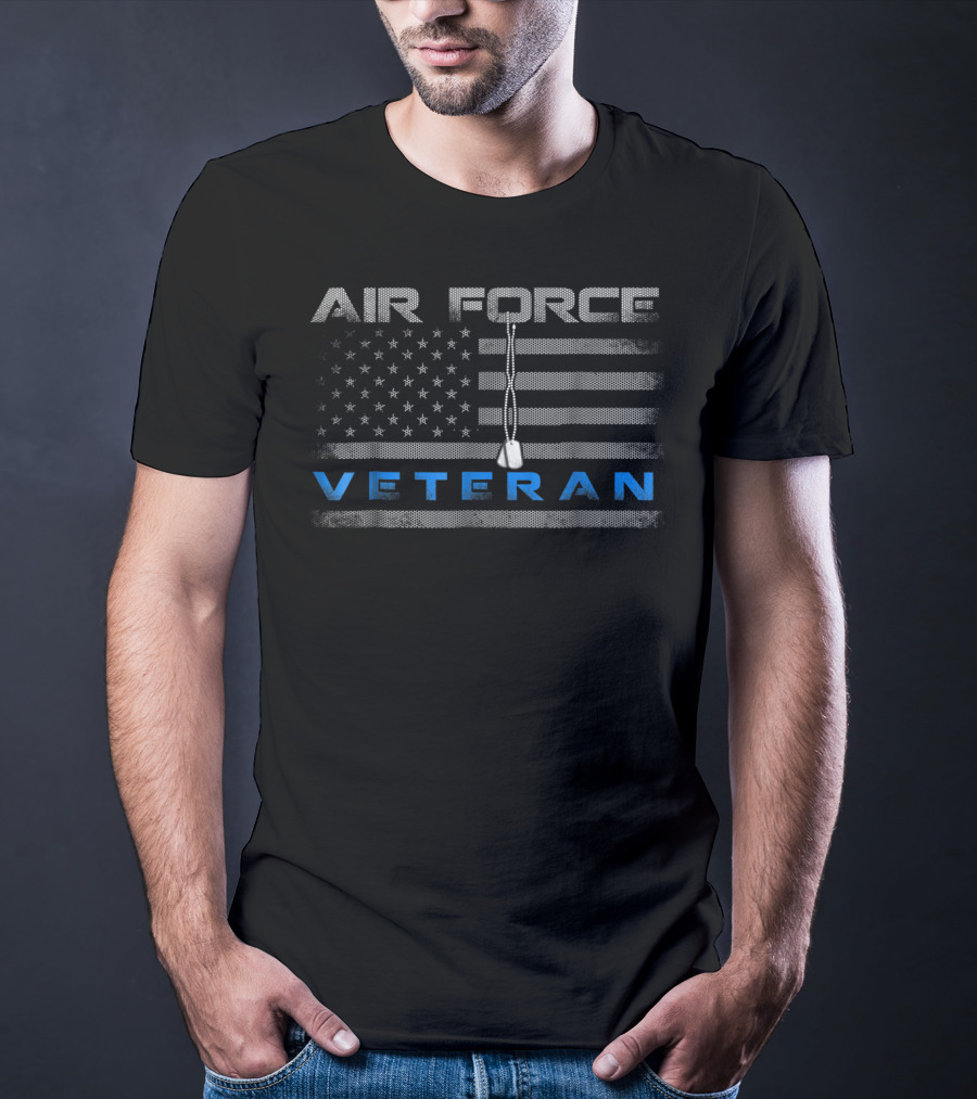 Air Force American Flag Veteran Dog Tags T-Shirt