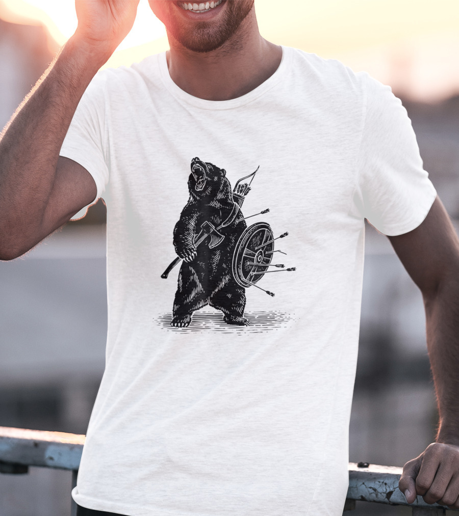 Viking Bear Warrior Polar Bear With Axe And Shield T-Shirt