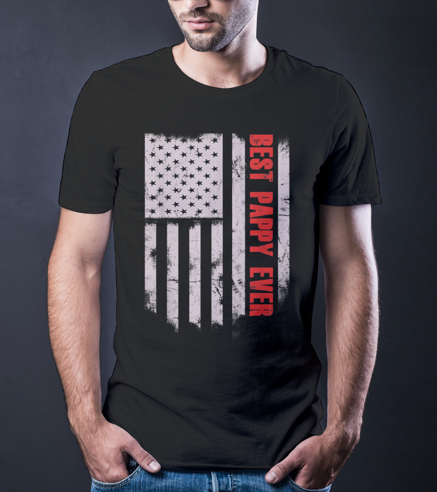 Best Pappy Ever Vintage American Flag T-Shirt