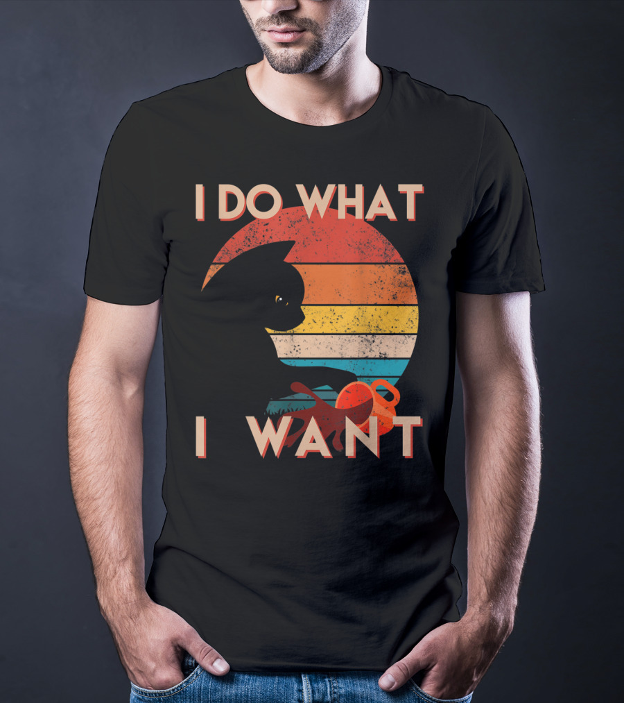 Vintage Cat I Do What I Want Retro Sunset Style Art Cat T-Shirt