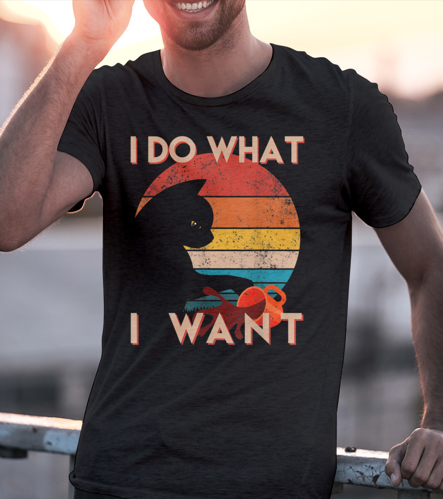 Vintage Cat I Do What I Want Retro Sunset Style Art Cat T-Shirt