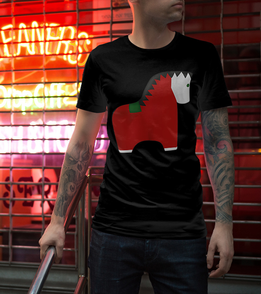 A Special Comic Horse Red Figurine With Black And White Mane T-Shirt