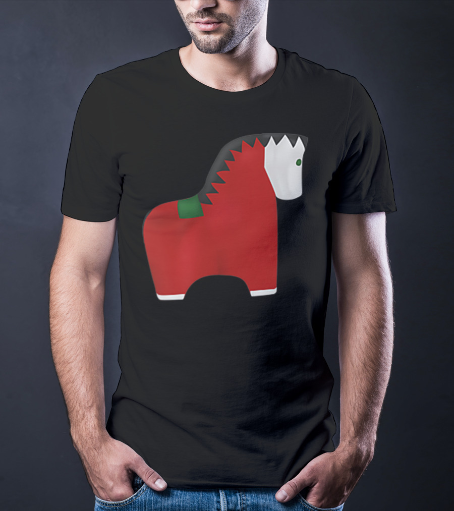 A Special Comic Horse Red Figurine With Black And White Mane T-Shirt