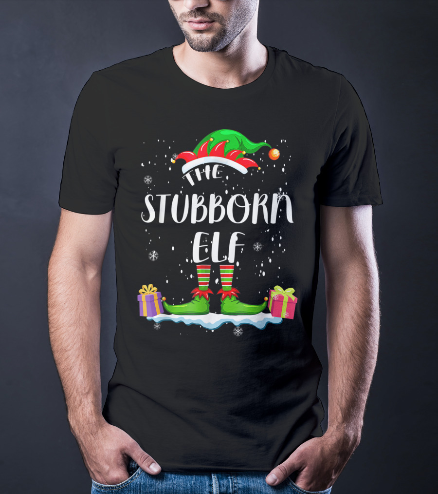 The Stubborn Elf Snowy Holiday Gifts Winter Hat And Shoes T-Shirt