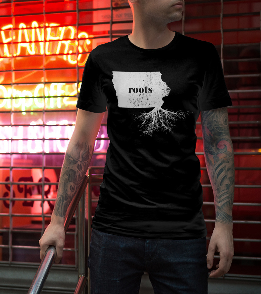 Iowa Roots State Map Men Kids Home Connection T-Shirt
