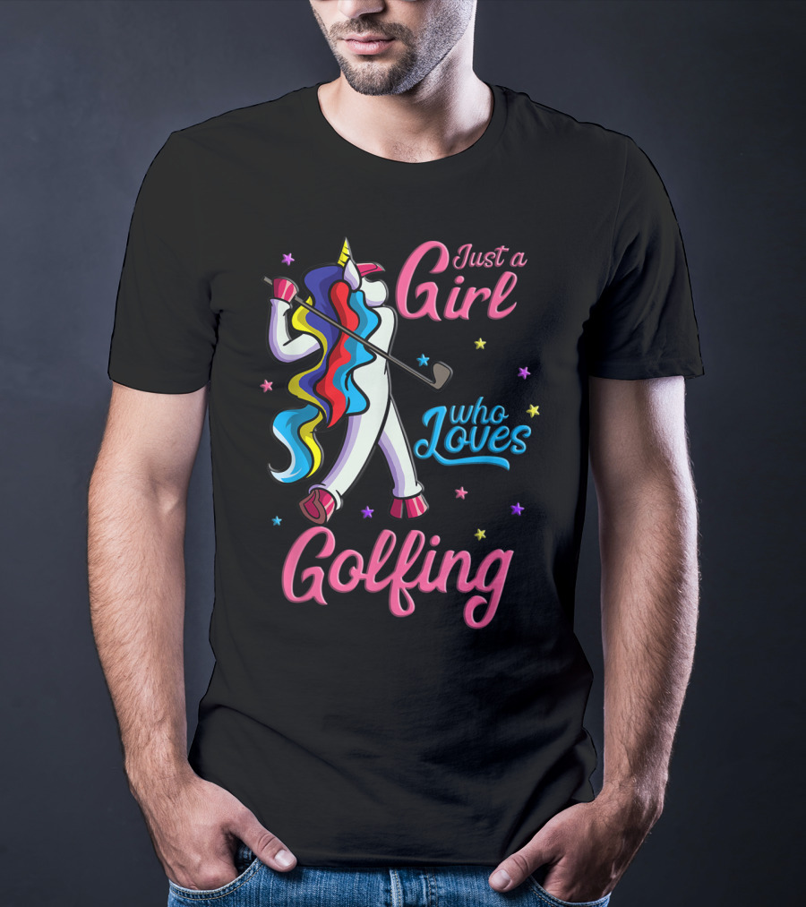 Just A Girl Who Loves Golfing Unicorn T-Shirt