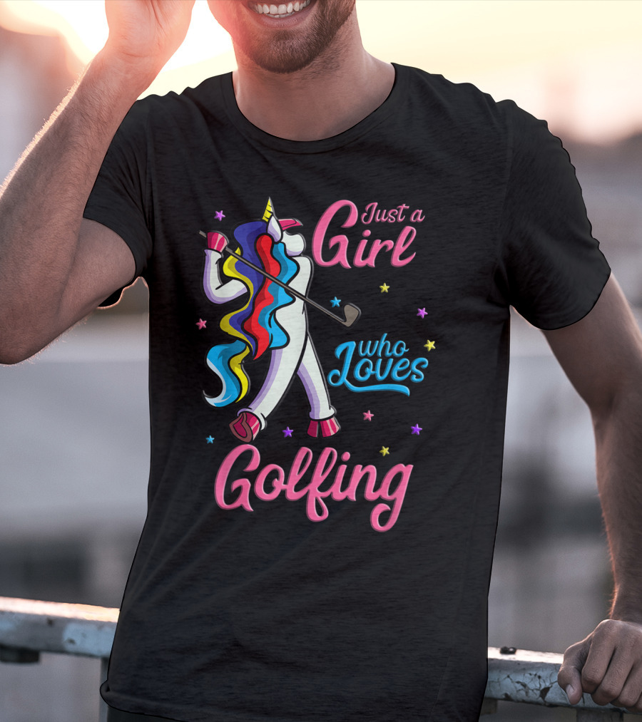 Just A Girl Who Loves Golfing Unicorn T-Shirt