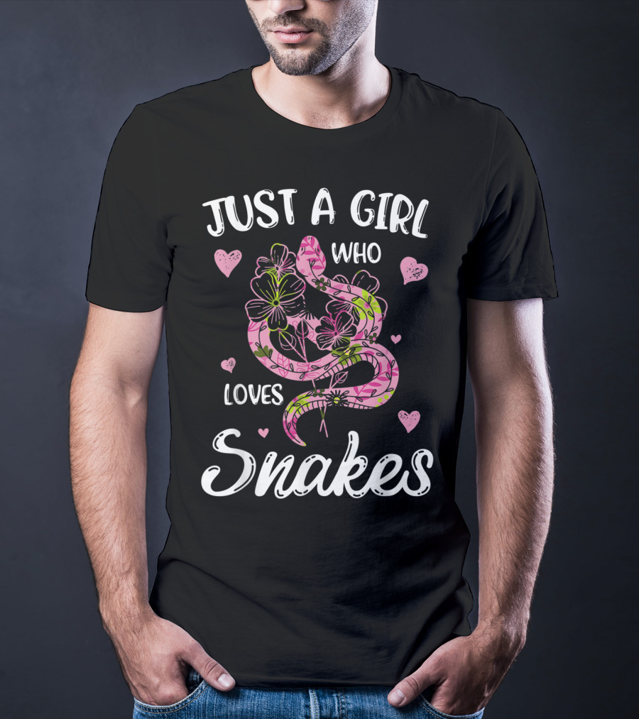 Just A Girl Who Loves Snakes With Pink Floral Snake T-Shirt