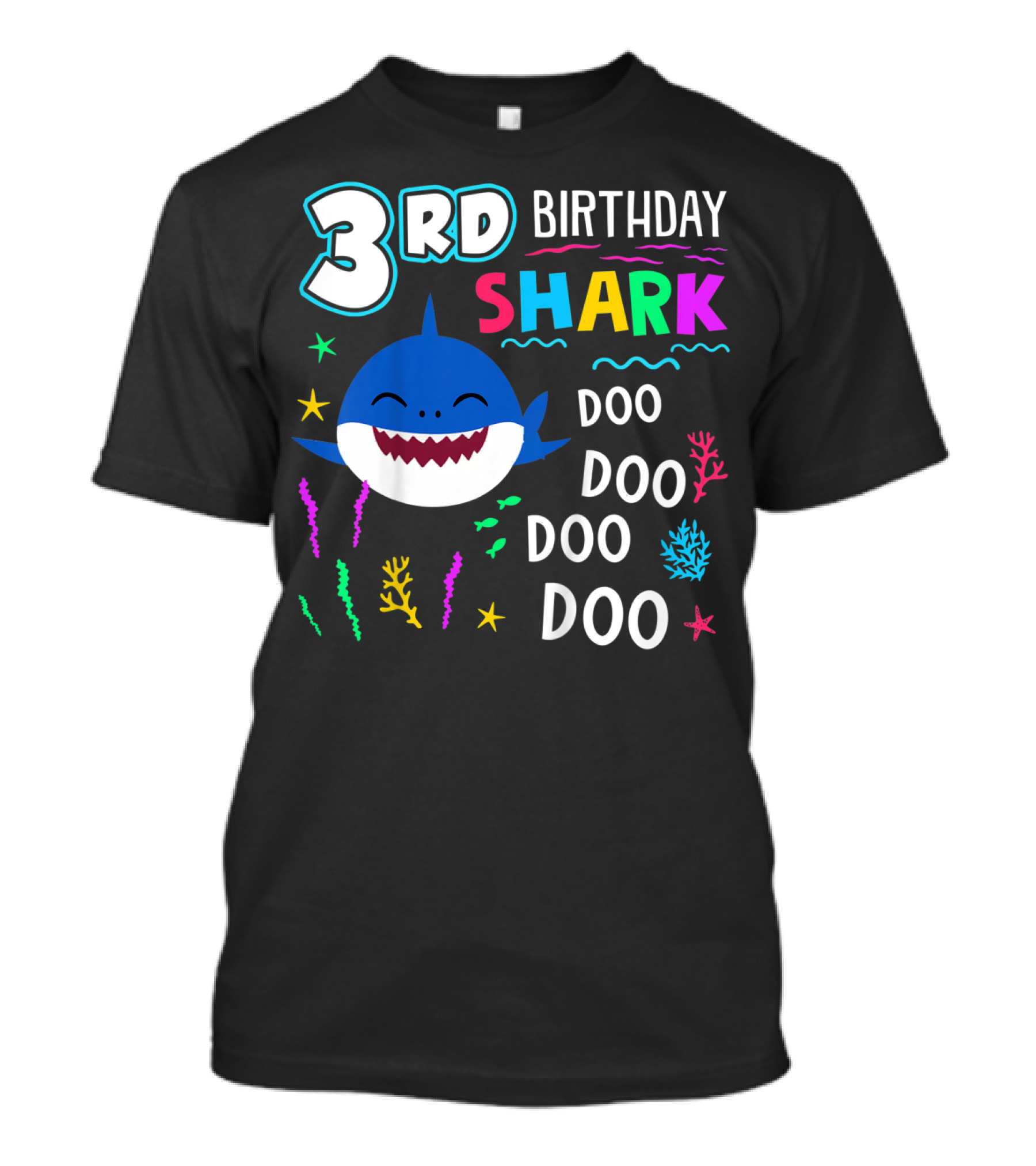 3Rd Birthday Shark Doo Doo Kids Happy 3 Years T-Shirt