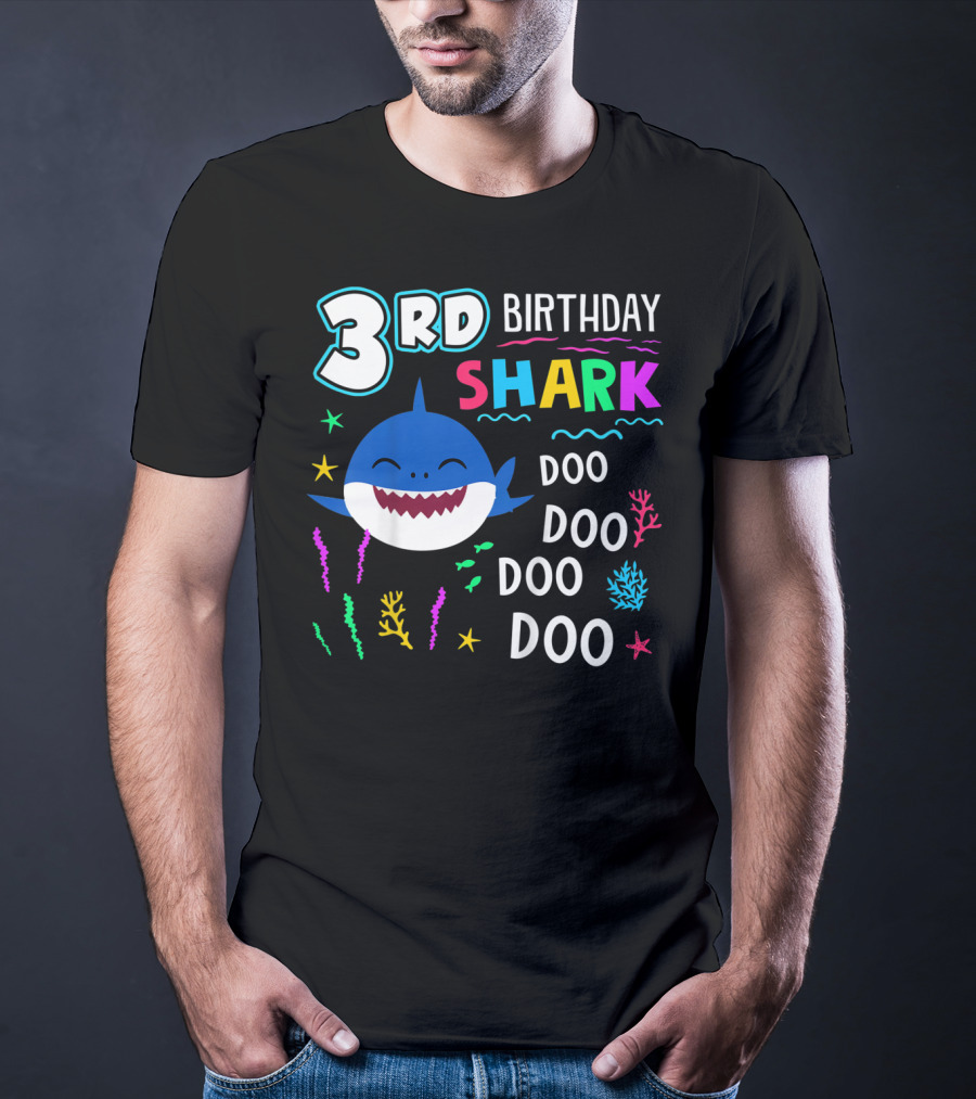 3Rd Birthday Shark Doo Doo Kids Happy 3 Years T-Shirt