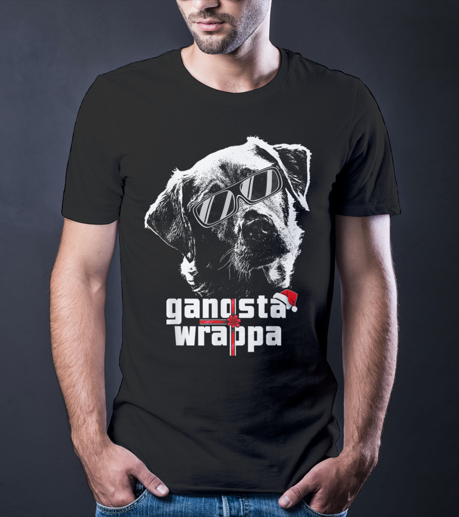 Gangsta Wrappa Labrador Retriever With Sunglasses And Santa Hat T-Shirt