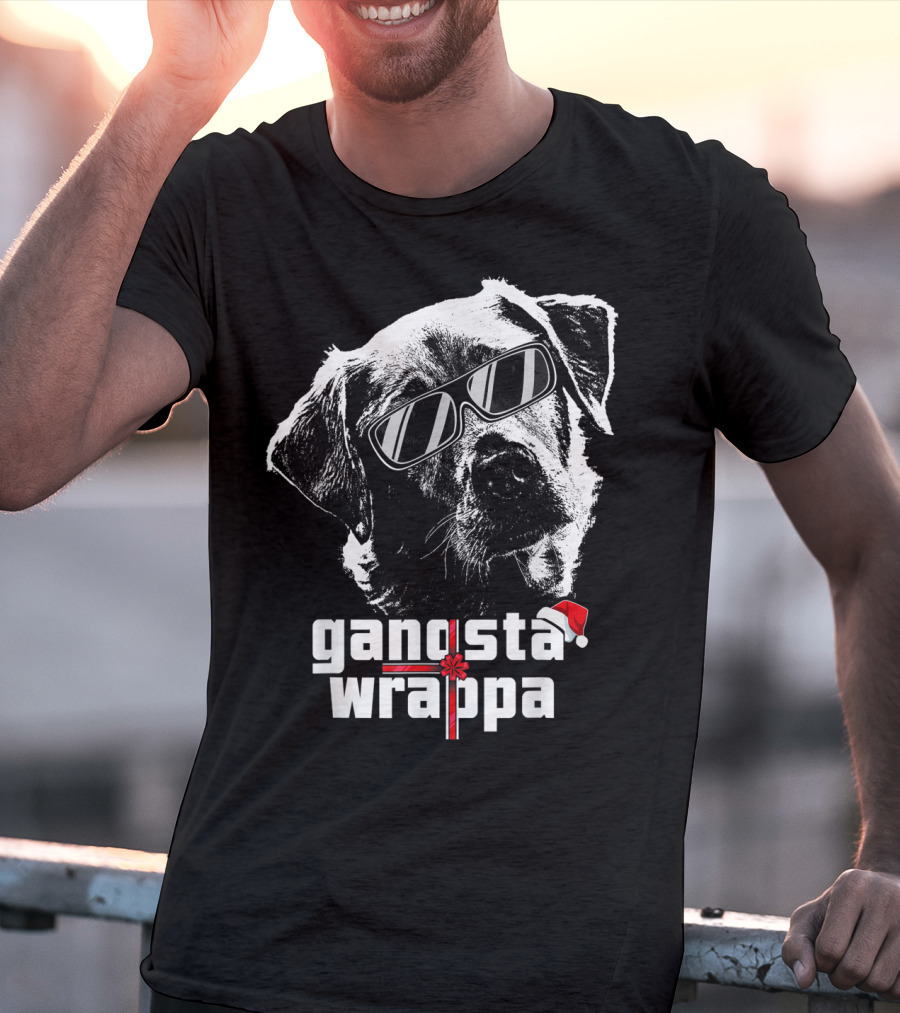 Gangsta Wrappa Labrador Retriever With Sunglasses And Santa Hat T-Shirt