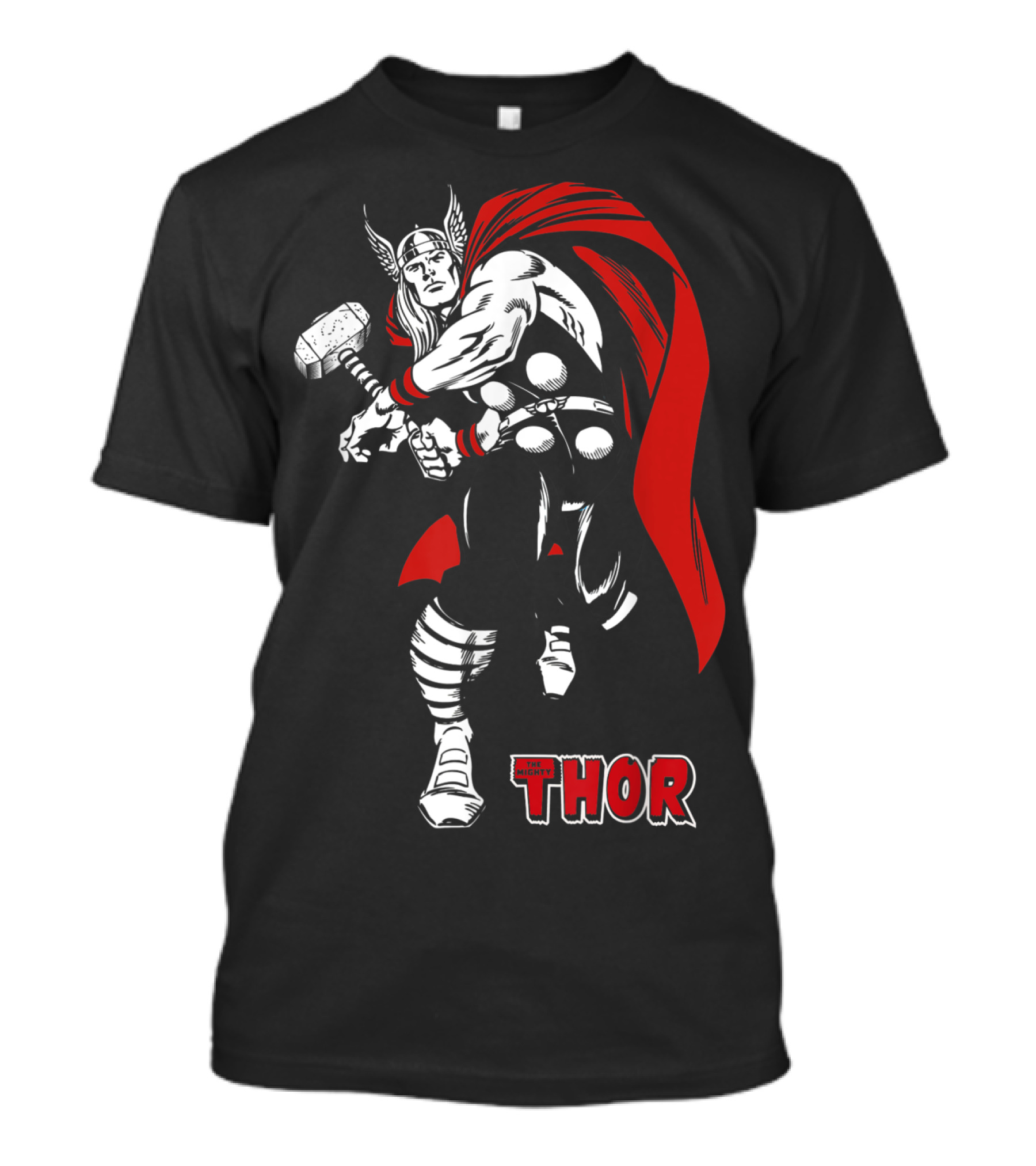 Marvel Comics Thor Mighty Hammer Swing Red Cape T-Shirt