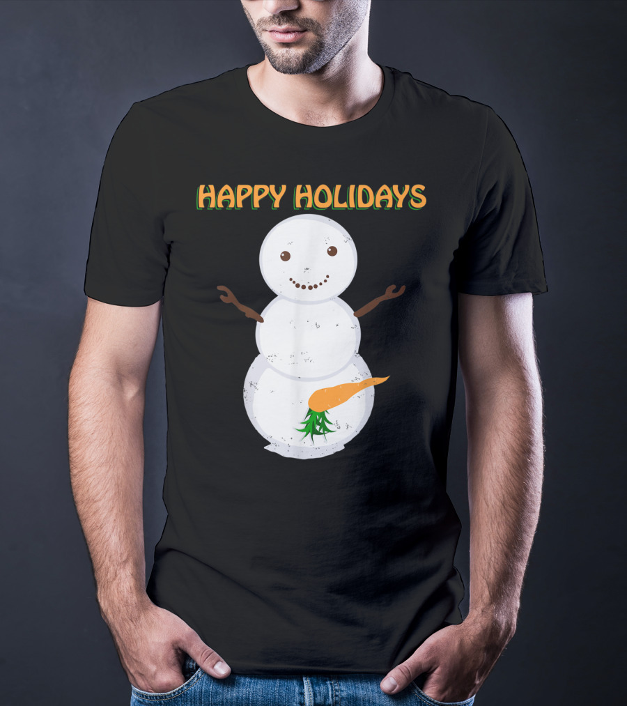 Happy Holidays Naughty Dirty Carrot Snowman T-Shirt