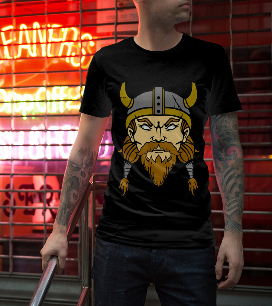 Norse Viking Berserker Warrior Helmeted Beard T-Shirt