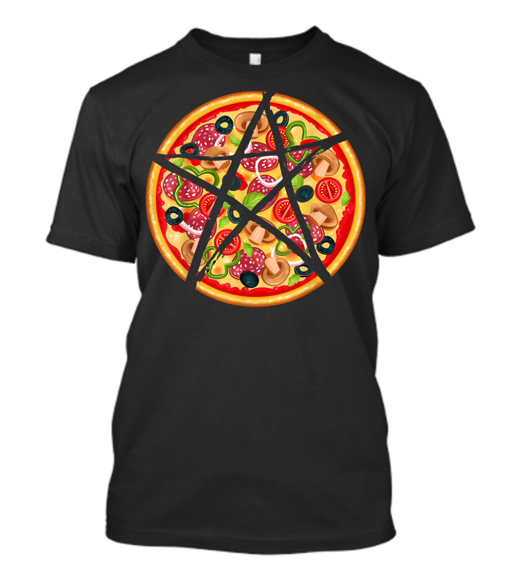 Occult Devil Pentagram Pizza Satanic T-Shirt