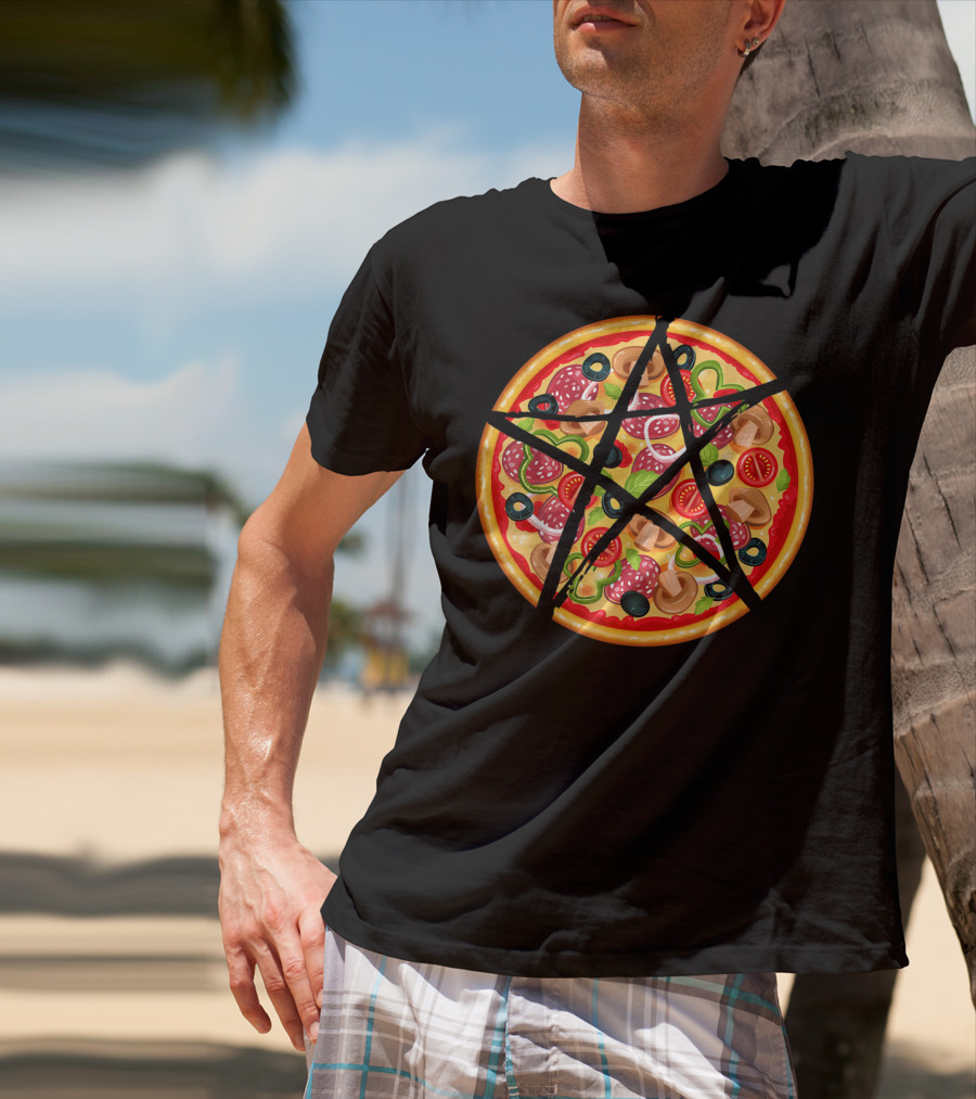 Occult Devil Pentagram Pizza Satanic T-Shirt