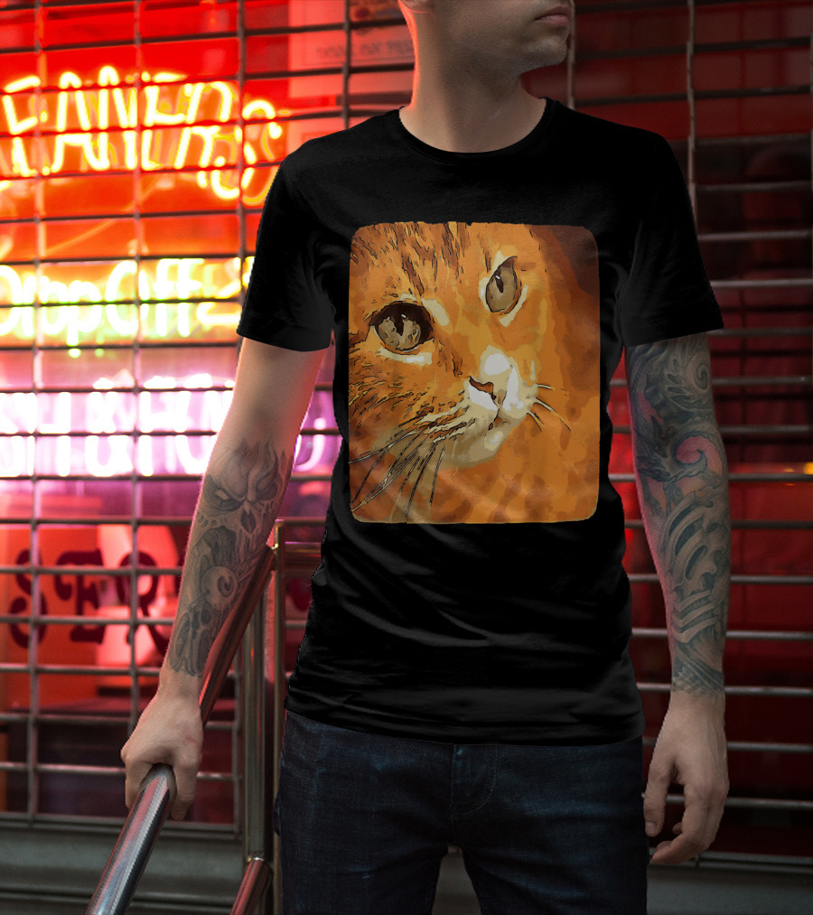 Orange Tabby Cat Face T-Shirt