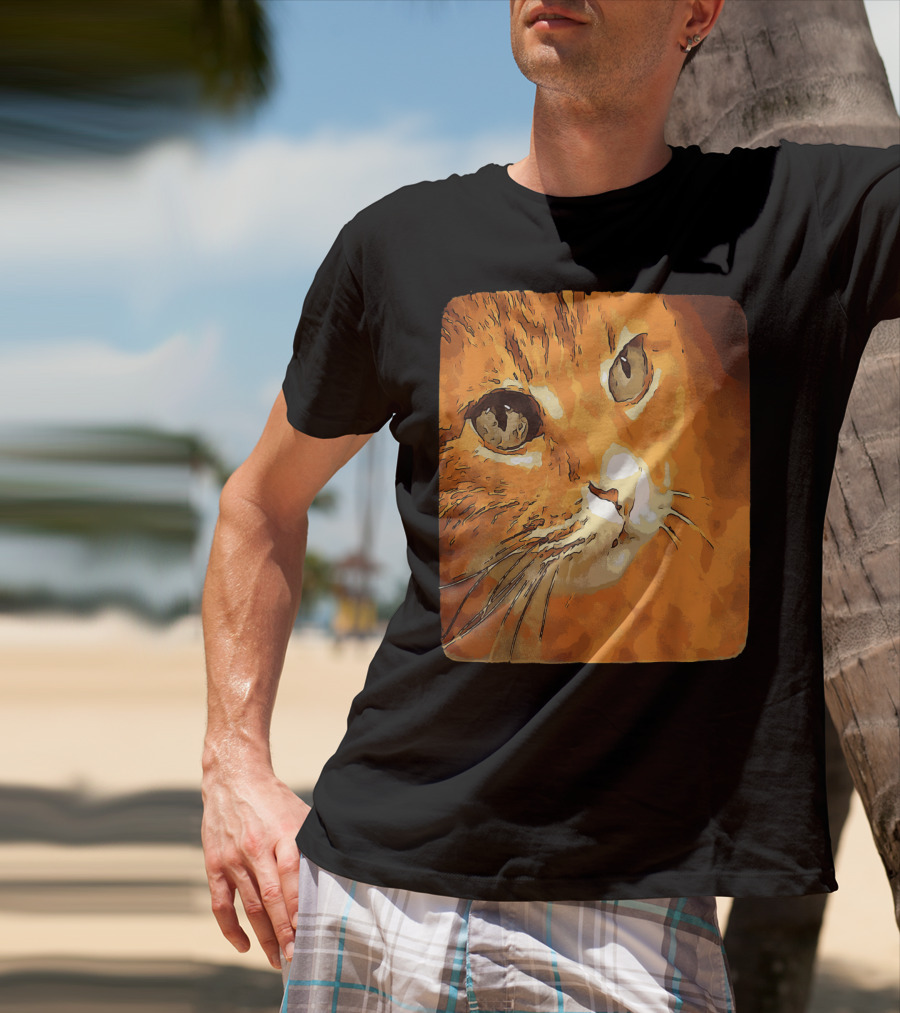 Orange Tabby Cat Face T-Shirt