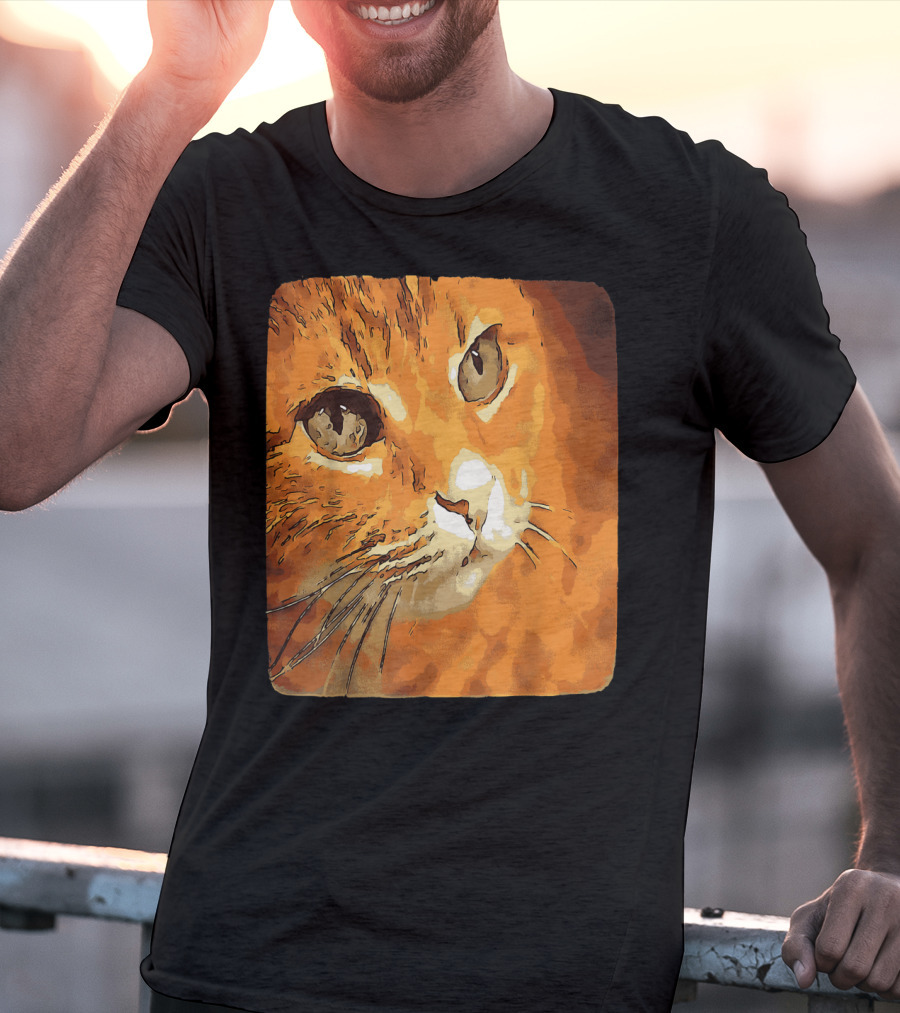Orange Tabby Cat Face T-Shirt